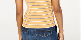 Ultra Flirt Junior's Rib Knit Crew Neck T-Shirt Brown  Size XS