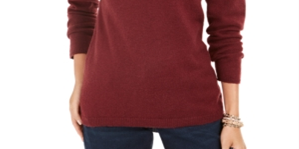 Style & Co Women's Fair Isle Crewneck Sweater Red Size PP