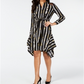 Thalia Sodi Women's Printed Handerkerchief Hem Shirtdress Black Size L