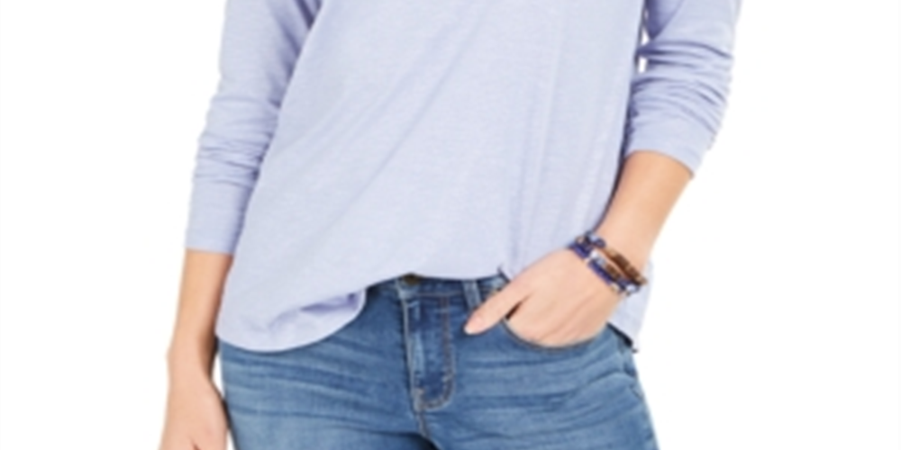 Style & Co Women's Speckled Shimmer Top Blue Size XL