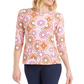 JM Collection Women's Printed 3/4 Sleeve Jacquard Top Pink Size 2XL