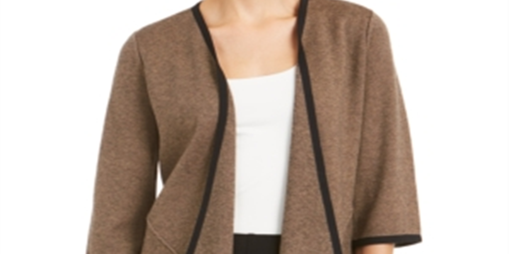 Alfani Women's Drape Front Cardigan Brown Size Petite S