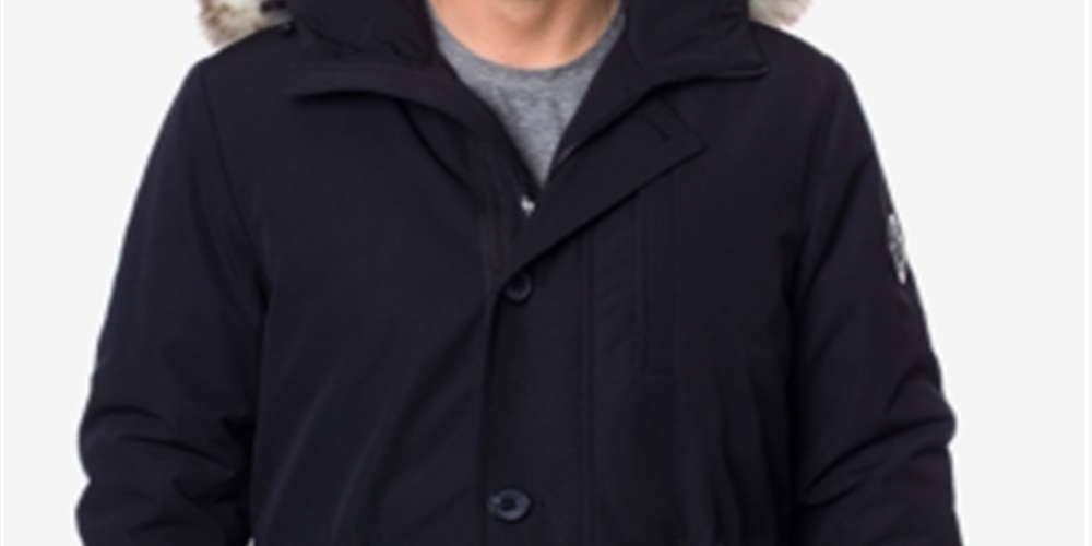 Halifax Men's Faux Fur TrimJacket Blue Size XXL