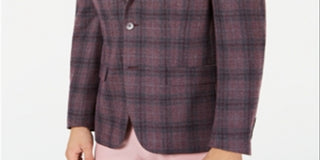 Tallia Men's Slim Fit Plaid Sport Coat Gray Size 48