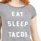 Love Tribe Junior's Eat Sleep Tacos Graphic T-Shirt Gray Size L