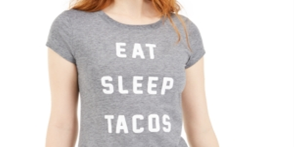 Love Tribe Junior's Eat Sleep Tacos Graphic T-Shirt Gray Size L