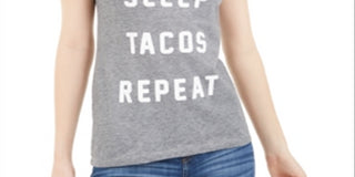 Love Tribe Junior's Eat Sleep Tacos Graphic T-Shirt Gray Size L