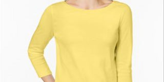Charter Club Women's Pima Cotton Button Shoulder Top Yellow Size Petite XL