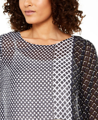 Alfani Women's Angel Sleeve Sheer Blouson Top Green  Size S