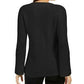 Style & Co Women's Textured Round Neck Long Sleeve Sweater Black Size Petite X-Large