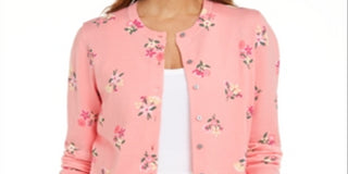 Karen Scott Women's Floral Print Cardigan Pink Size Large