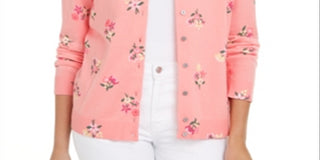 Karen Scott Women's Floral Print Cardigan Pink Size Large