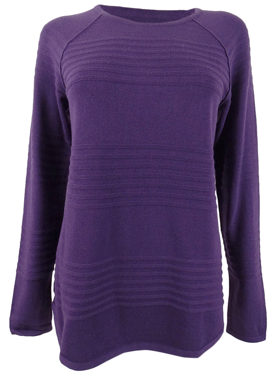 Karen Scott Women's Cotton Textured Stripe Sweater Purple Size X-Small