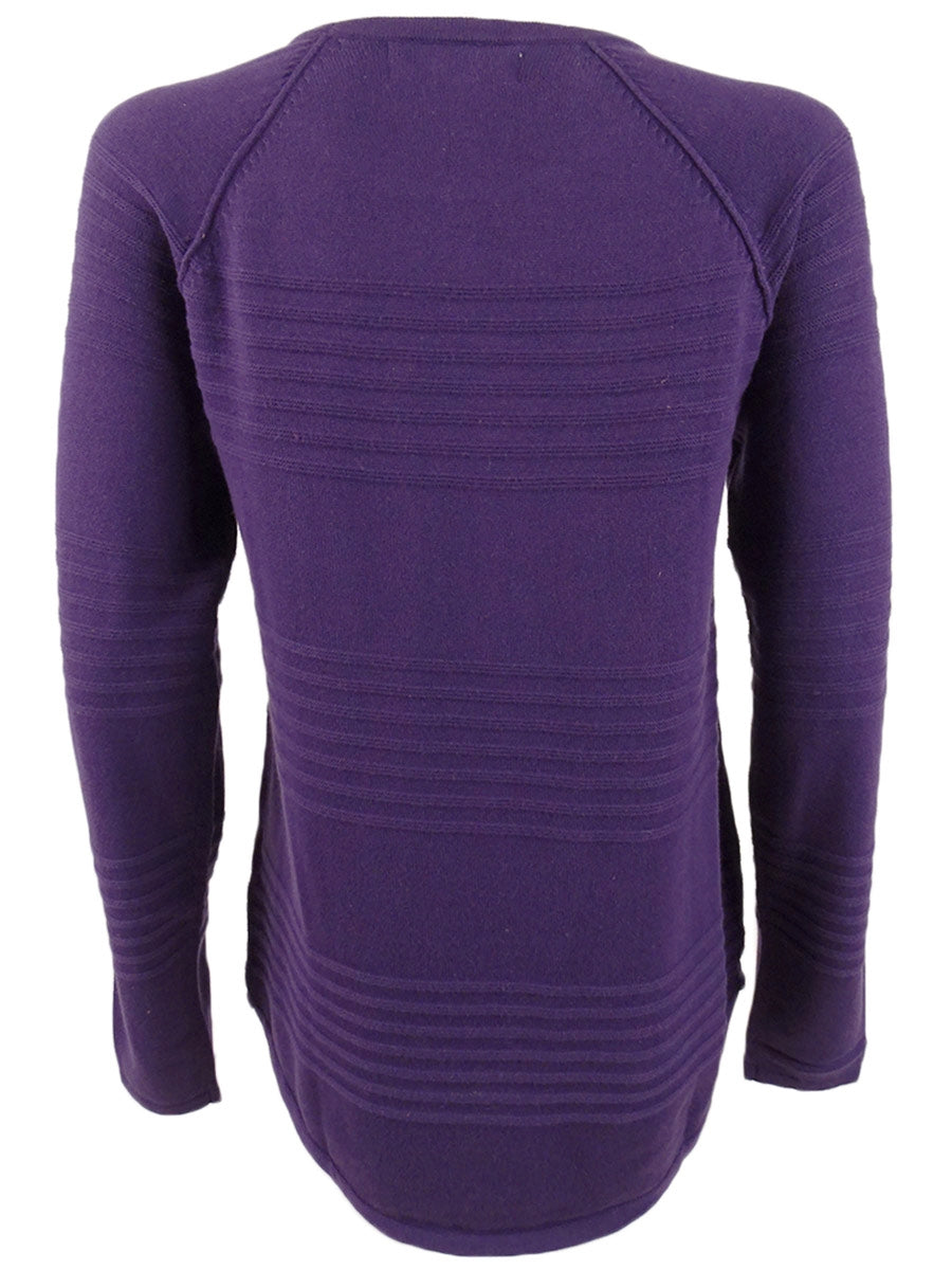 Karen Scott Women's Cotton Textured Stripe Sweater Purple Size X-Small