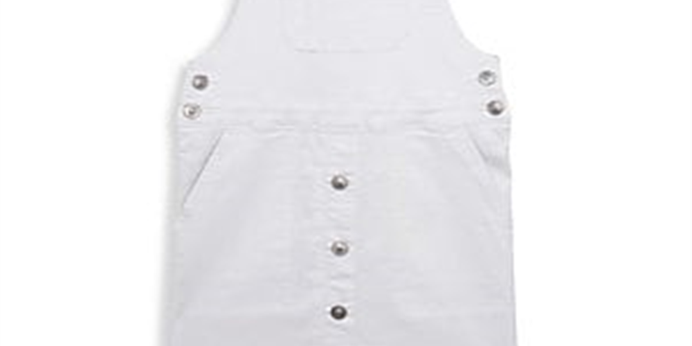 Hudson Girl's Donna Rainbow Strap Denim Overalls Dress White Size -M