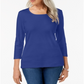 Karen Scott Women's Scoop Neck Top Blue Size Large