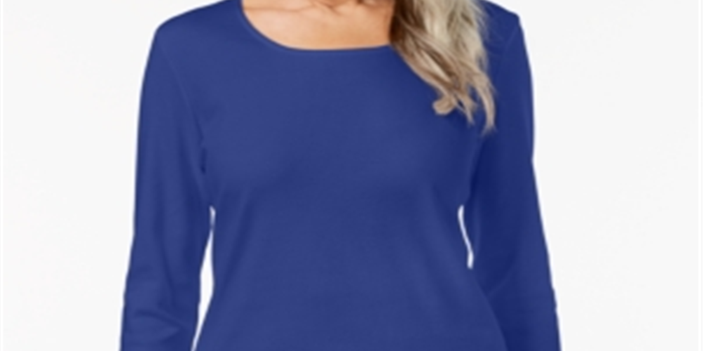 Karen Scott Women's Scoop Neck Top Blue Size Large