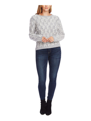 Vince Camuto Women's Cotton Eyelash Sweater Gray Size Small