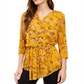 Alfani Women's  3/4 Sleeve Printed Tunic Yellow Size Petite L
