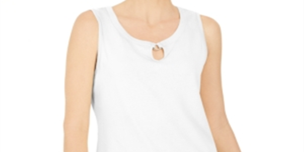 Karen Scott Women's Keyhole Hardware Tank White Size M