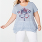 Style & Co Women's Plus Graphic Handkerchief Hem T-Shirt Purple Size 3X