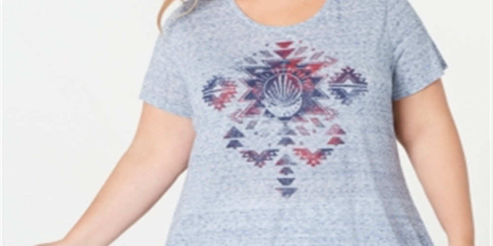 Style & Co Women's Plus Graphic Handkerchief Hem T-Shirt Purple Size 3X