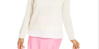 Charter Club Women's Layered Look Cashmere Sweater White Size M