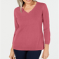 Karen Scott Women's V Neck Sweater Pink Size L