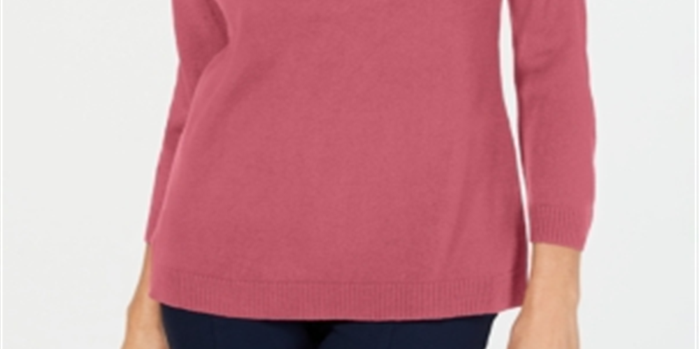 Karen Scott Women's V Neck Sweater Pink Size L