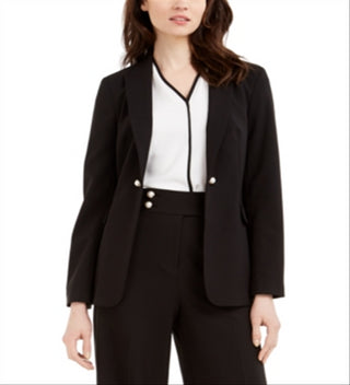 Calvin Klein Women's Imitation Pearl Open Front Jacket Black Size 2