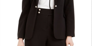 Calvin Klein Women's Imitation Pearl Open Front Jacket Black Size 2