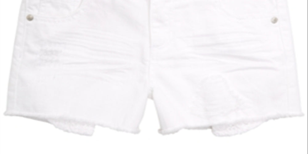 Epic Threads Big Girl's Frayed Hem Denim Shorts White Size 14