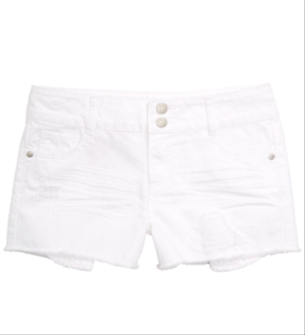 Epic Threads Big Girl's Frayed Hem Denim Shorts White Size 14