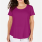 JM Collection Women's Scoop Neck Top- Purple Size -L