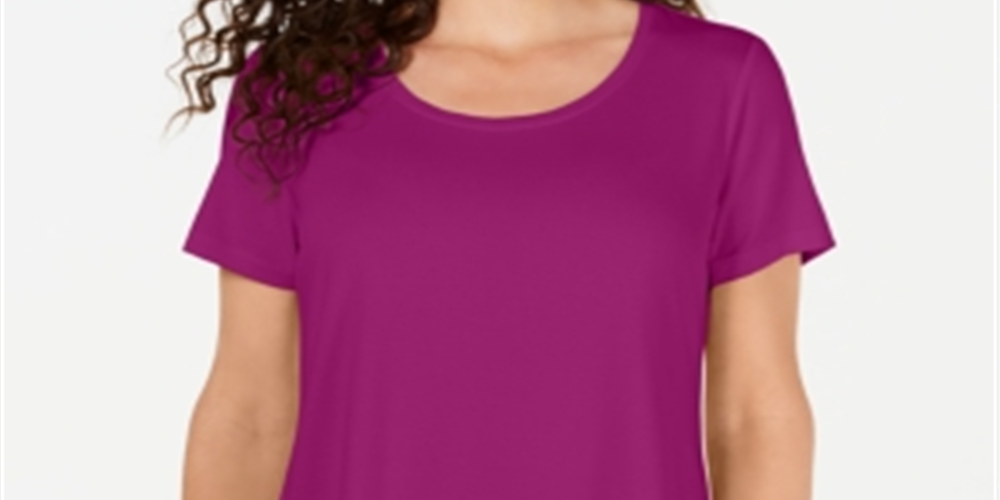 JM Collection Women's Scoop Neck Top- Purple Size -L