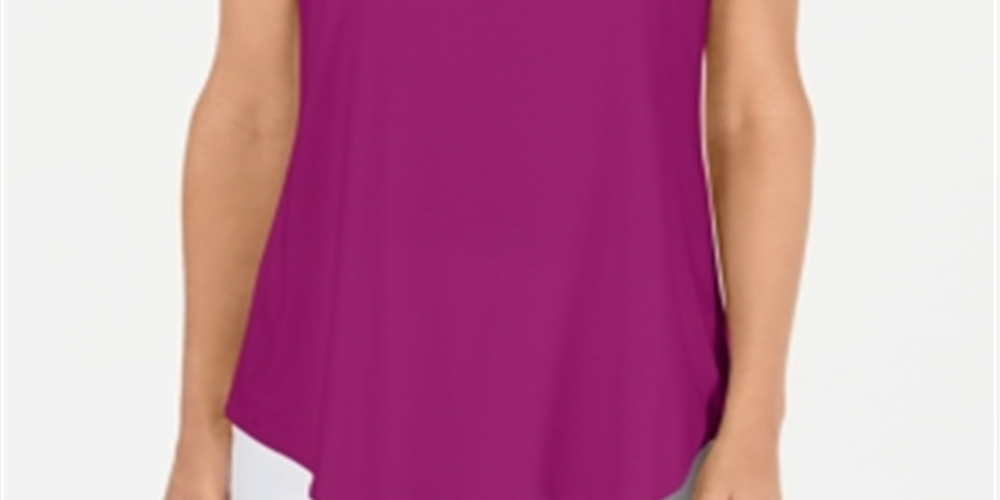 JM Collection Women's Scoop Neck Top- Purple Size -L