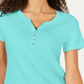 Karen Scott Women's Short Sleeve Henley Top Blue Size XS