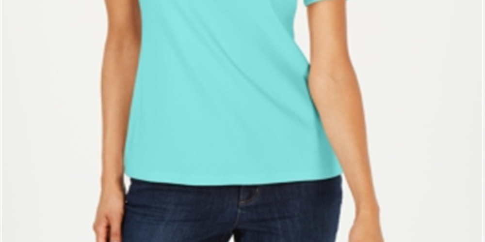 Karen Scott Women's Short Sleeve Henley Top Blue Size XS