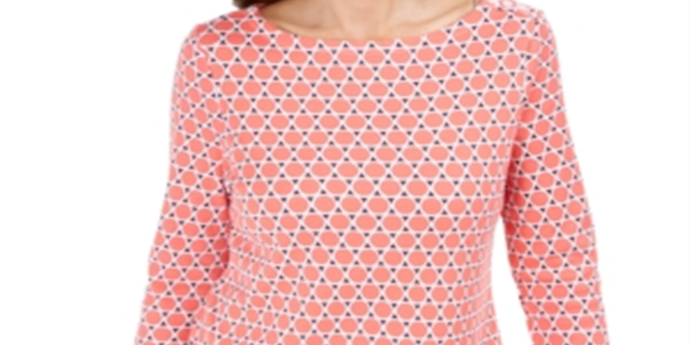 Charter Club Women's Cotton Printed Top Pink Size Small