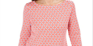 Charter Club Women's Cotton Printed Top Pink Size Small