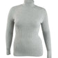 Style & Co Women's Ribbed Turtleneck Sweater Silver Size Petite Large