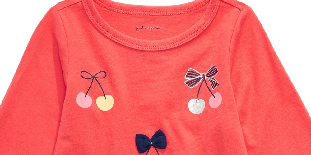 First Impressions Infant Girl's Cherries Print Cotton T-Shirt Orange Size 3-6 M
