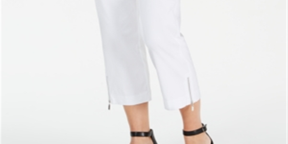 JM Collection Women's Cropped Zipper Trim Pants White Size PP
