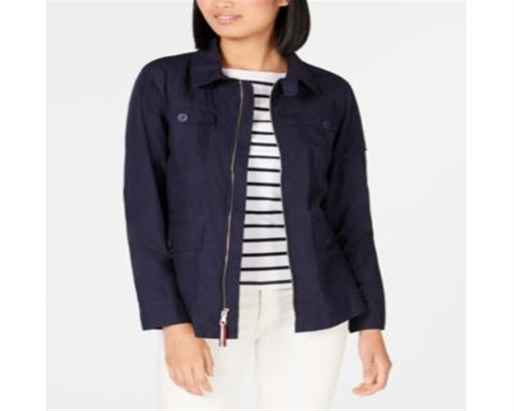 Tommy Hilfiger Women's Cotton Utility Jacket Blue Size M