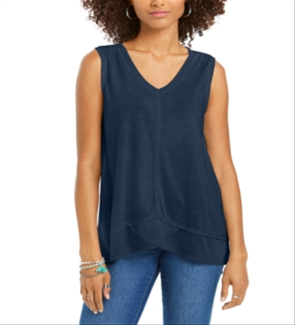 Style & Co Women's High Low Tank Top Blue Size XS