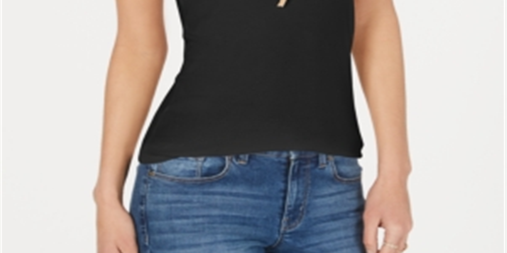 Style & Co Women's Lace Trim Tank Top Black Size Petite M