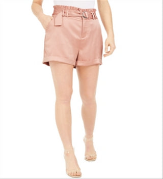 Bar III Women's Belted Satin Shorts Pink Size 4