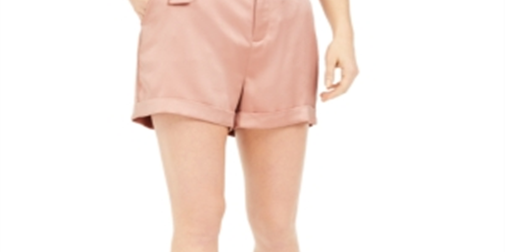 Bar III Women's Belted Satin Shorts Pink Size 4