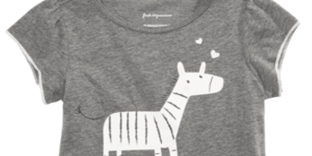First Impressions Baby Girl's Zebra Print Flounce Hem Top Gray Size 3-6 M