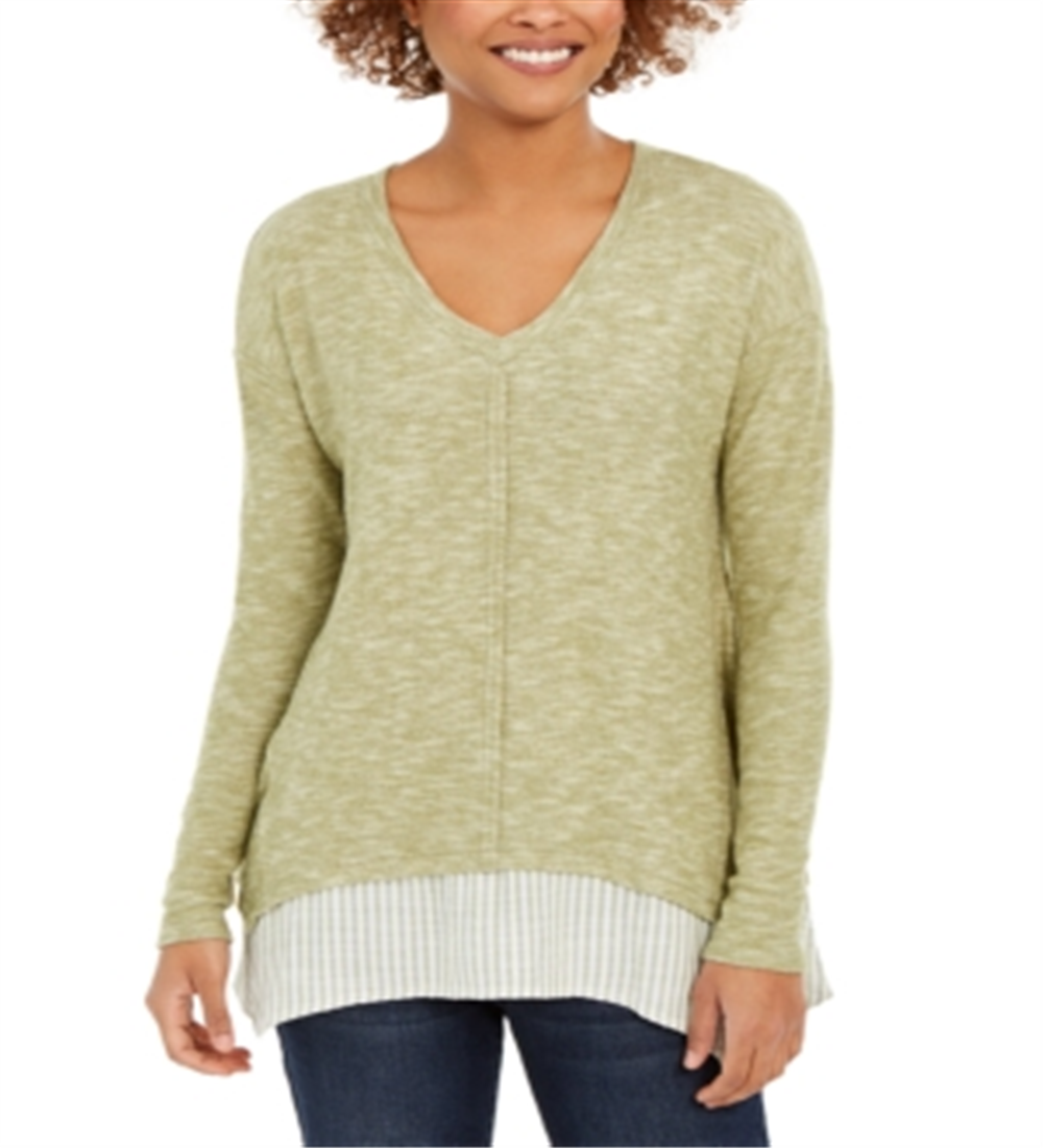 Style & Co Women's Layered Look Tunic  Green Size Large